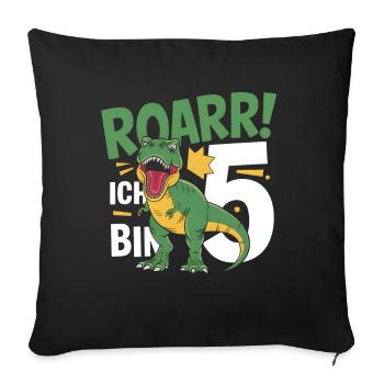 5. Geburtstag 5 Jahre Dino Dinosaurier Fan - Sofakissenbezug 45 x 45 cm - Schwarz - Vorne