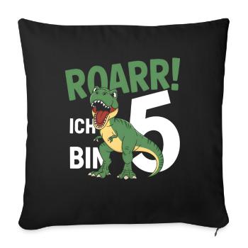 5ème anniversaire 5 ans de fan de dinosaures Dino - Housse de coussin décorative 45 x 45 cm - noir - Devant