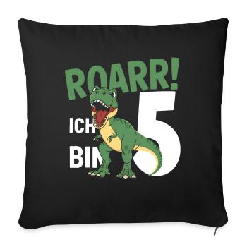 5th Birthday 5 Years Dino Dinosaur Fan - Sofa pillowcase 17,3'' x 17,3'' (45 x 45 cm) - black - Front