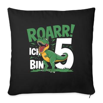 5ème anniversaire 5 ans de fan de dinosaures Dino - Housse de coussin décorative 45 x 45 cm - noir - Devant