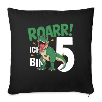 5th Birthday 5 Years Dino Dinosaur Fan - Sofa pillowcase 17,3'' x 17,3'' (45 x 45 cm) - black - Front