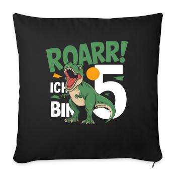 5th Birthday 5 Years Dino Dinosaur Fan - Sofa pillowcase 17,3'' x 17,3'' (45 x 45 cm) - black - Front