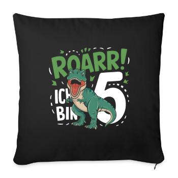 5th Birthday 5 Years Dino Dinosaur Fan - Sofa pillowcase 17,3'' x 17,3'' (45 x 45 cm) - black - Front