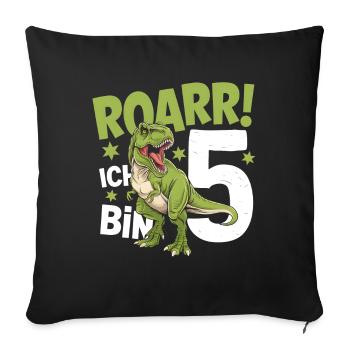 5th Birthday 5 Years Dino Dinosaur Fan - Sofa pillowcase 17,3'' x 17,3'' (45 x 45 cm) - black - Front