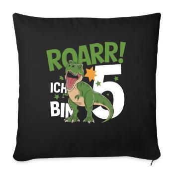 5th Birthday 5 Years Dino Dinosaur Fan - Sofa pillowcase 17,3'' x 17,3'' (45 x 45 cm) - black - Front