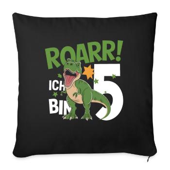 5th Birthday 5 Years Dino Dinosaur Fan - Sofa pillowcase 17,3'' x 17,3'' (45 x 45 cm) - black - Front