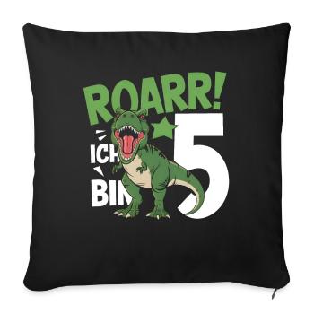 5th Birthday 5 Years Dino Dinosaur Fan - Sofa pillowcase 17,3'' x 17,3'' (45 x 45 cm) - black - Front