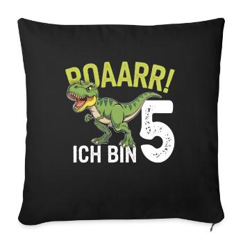 5th Birthday 5 Years Dino Dinosaur Fan - Sofa pillowcase 17,3'' x 17,3'' (45 x 45 cm) - black - Front