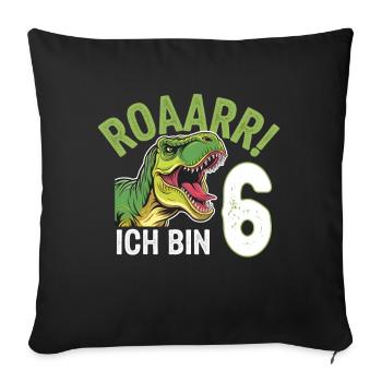 6th Birthday 6 Years Dino Dinosaur Fan - Sofa pillowcase 17,3'' x 17,3'' (45 x 45 cm) - black - Front