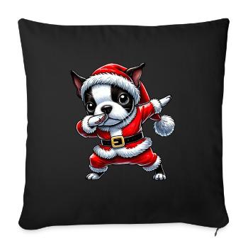 Christmas Boston Terrier Santa Claus - Sofa pillowcase 17,3'' x 17,3'' (45 x 45 cm) - black - Front