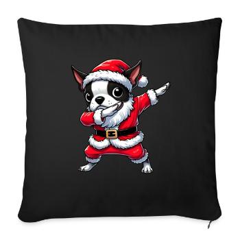 Christmas Boston Terrier Santa Claus - Sofa pillowcase 17,3'' x 17,3'' (45 x 45 cm) - black - Front