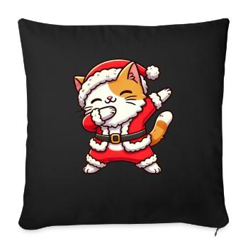 Chat de Noël Père Noël Drôle de chat - Housse de coussin décorative 45 x 45 cm - noir - Devant