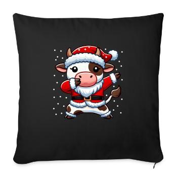 Christmas Cow Santa Funny Cow Lover - Sofa pillowcase 17,3'' x 17,3'' (45 x 45 cm) - black - Front