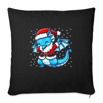 Christmas Dragon Santa Claus Funny Dragon - Sofa pillowcase 17,3'' x 17,3'' (45 x 45 cm) - black - Front