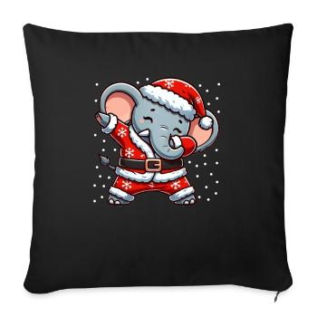 Noël éléphant Père Noël drôle - Housse de coussin décorative 45 x 45 cm - noir - Devant