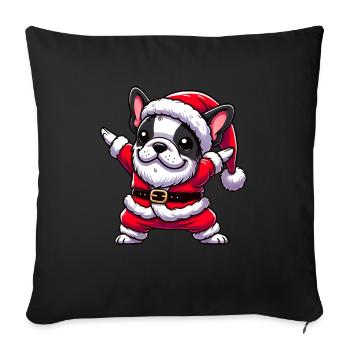 Christmas Frenchie Santa Funny French - Sofa pillowcase 17,3'' x 17,3'' (45 x 45 cm) - black - Front