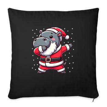 Christmas Hippo Santa Funny Hippo Lover - Sofa pillowcase 17,3'' x 17,3'' (45 x 45 cm) - black - Front