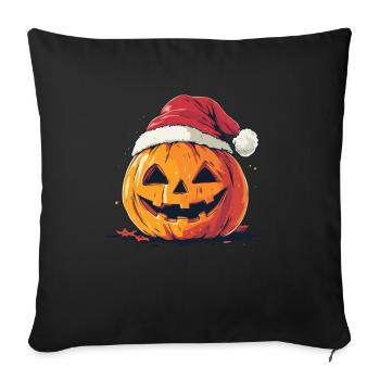 Halloween Gift Pumpkin with Santa Hat Decoration - Sofa pillowcase 17,3'' x 17,3'' (45 x 45 cm) - black - Front