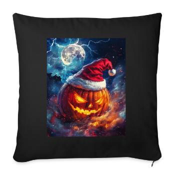 Halloween Gift Pumpkin with Santa Hat Decoration - Sofa pillowcase 17,3'' x 17,3'' (45 x 45 cm) - black - Front