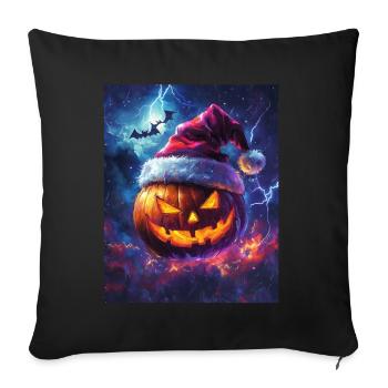 Halloween Gift Pumpkin with Santa Hat Decoration - Sofa pillowcase 17,3'' x 17,3'' (45 x 45 cm) - black - Front