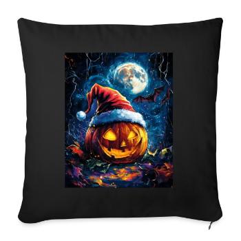 Halloween Gift Pumpkin with Santa Hat Decoration - Sofa pillowcase 17,3'' x 17,3'' (45 x 45 cm) - black - Front