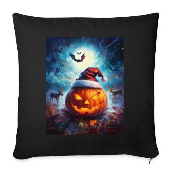 Halloween Gift Pumpkin with Santa Hat Decoration - Sofa pillowcase 17,3'' x 17,3'' (45 x 45 cm) - black - Front