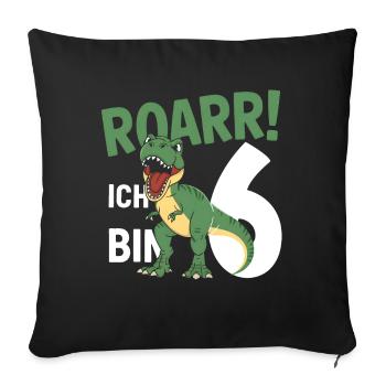 6th Birthday 6 Years Dino Dinosaur Fan - Sofa pillowcase 17,3'' x 17,3'' (45 x 45 cm) - black - Front