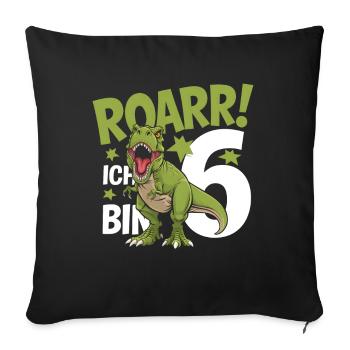 6th Birthday 6 Years Dino Dinosaur Fan - Sofa pillowcase 17,3'' x 17,3'' (45 x 45 cm) - black - Front