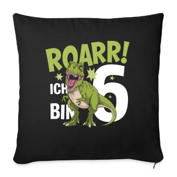 6th Birthday 6 Years Dino Dinosaur Fan - Sofa pillowcase 17,3'' x 17,3'' (45 x 45 cm) - black - Front