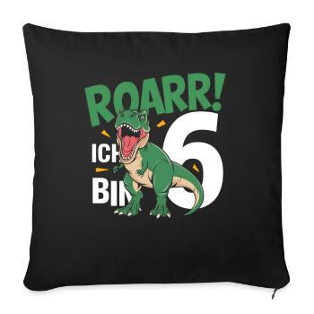6th Birthday 6 Years Dino Dinosaur Fan - Sofa pillowcase 17,3'' x 17,3'' (45 x 45 cm) - black - Front