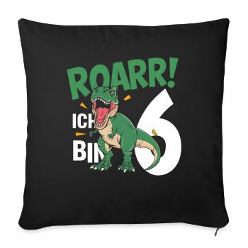 6th Birthday 6 Years Dino Dinosaur Fan - Sofa pillowcase 17,3'' x 17,3'' (45 x 45 cm) - black - Front