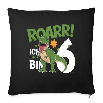 6th Birthday 6 Years Dino Dinosaur Fan - Sofa pillowcase 17,3'' x 17,3'' (45 x 45 cm) - black - Front
