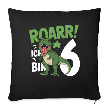6th Birthday 6 Years Dino Dinosaur Fan - Sofa pillowcase 17,3'' x 17,3'' (45 x 45 cm) - black - Front