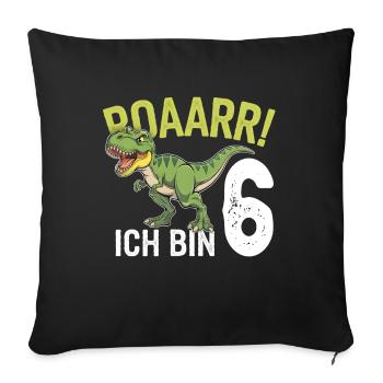 6th Birthday 6 Years Dino Dinosaur Fan - Sofa pillowcase 17,3'' x 17,3'' (45 x 45 cm) - black - Front