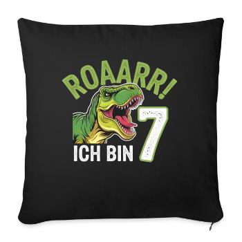 7th Birthday 7 Years Dino Dinosaur Fan - Sofa pillowcase 17,3'' x 17,3'' (45 x 45 cm) - black - Front