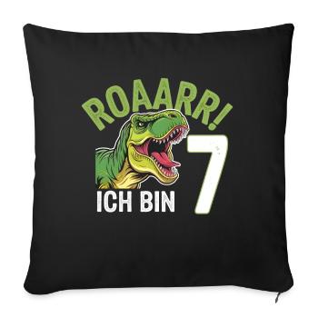 7th Birthday 7 Years Dino Dinosaur Fan - Sofa pillowcase 17,3'' x 17,3'' (45 x 45 cm) - black - Front