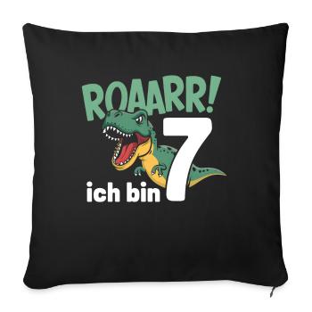 7th Birthday 7 Years Dino Dinosaur Fan - Sofa pillowcase 17,3'' x 17,3'' (45 x 45 cm) - black - Front