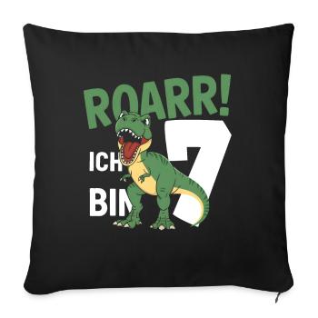 7th Birthday 7 Years Dino Dinosaur Fan - Sofa pillowcase 17,3'' x 17,3'' (45 x 45 cm) - black - Front