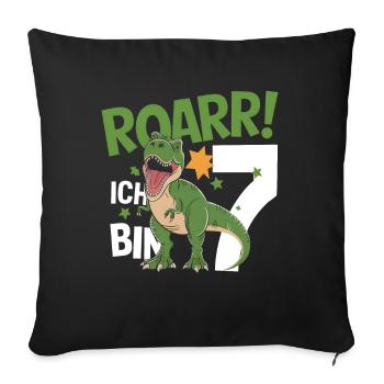 7th Birthday 7 Years Dino Dinosaur Fan - Sofa pillowcase 17,3'' x 17,3'' (45 x 45 cm) - black - Front