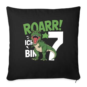 7th Birthday 7 Years Dino Dinosaur Fan - Sofa pillowcase 17,3'' x 17,3'' (45 x 45 cm) - black - Front