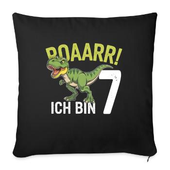 7th Birthday 7 Years Dino Dinosaur Fan - Sofa pillowcase 17,3'' x 17,3'' (45 x 45 cm) - black - Front