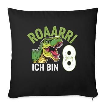 8th Birthday 8 Years Dino Dinosaur Fan - Sofa pillowcase 17,3'' x 17,3'' (45 x 45 cm) - black - Front