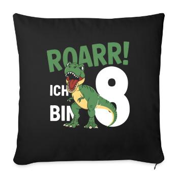 8th Birthday 8 Years Dino Dinosaur Fan - Sofa pillowcase 17,3'' x 17,3'' (45 x 45 cm) - black - Front