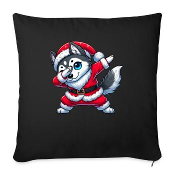 Christmas Husky Santa Funny Husky Lover - Sofa pillowcase 17,3'' x 17,3'' (45 x 45 cm) - black - Front