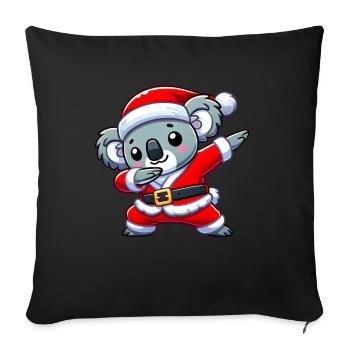 Noël Koala Père Noël Drôle d’amoureux des koalas - Housse de coussin décorative 45 x 45 cm - noir - Devant