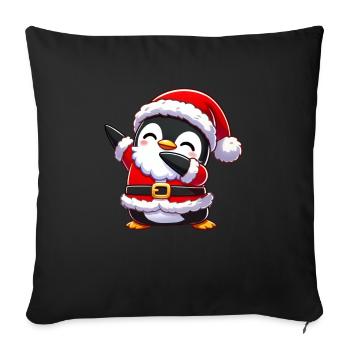 Pingouin de Noël Père Noël Plus drôle - Housse de coussin décorative 45 x 45 cm - noir - Devant