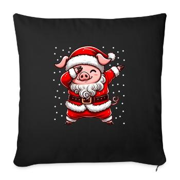 Pig Christmas Pig Lover Piglet - Sofa pillowcase 17,3'' x 17,3'' (45 x 45 cm) - black - Front