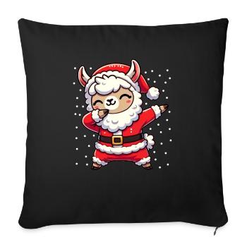 Christmas Llama Santa Funny Llama Lover - Sofa pillowcase 17,3'' x 17,3'' (45 x 45 cm) - black - Front