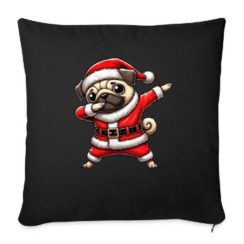 Christmas Pug Santa Claus Funny Pug - Sofa pillowcase 17,3'' x 17,3'' (45 x 45 cm) - black - Front