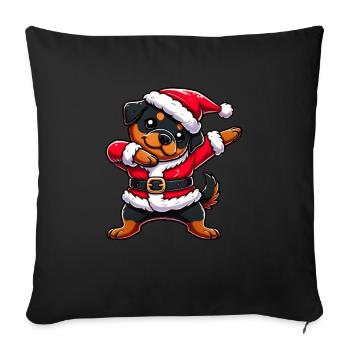 Christmas Rottweiler Santa Funny Rottweiler Dog - Sofa pillowcase 17,3'' x 17,3'' (45 x 45 cm) - black - Front